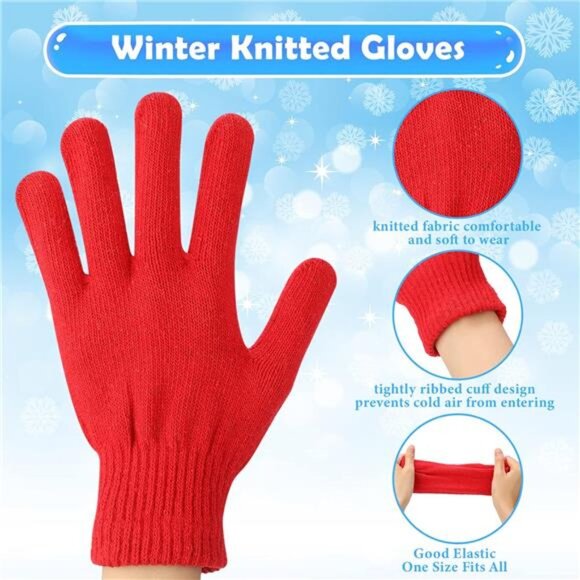 New 100 Pair Winter Gloves Bulk Warm Knitted Stretchy Gloves with Multicolor - Picture 2 of 7